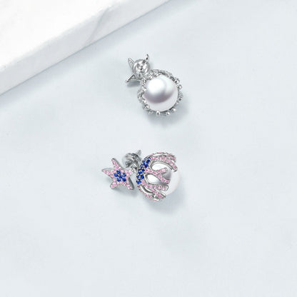 Starfish Earrings Pearl Stud Earrings Sterling Silver Jewelry for Women