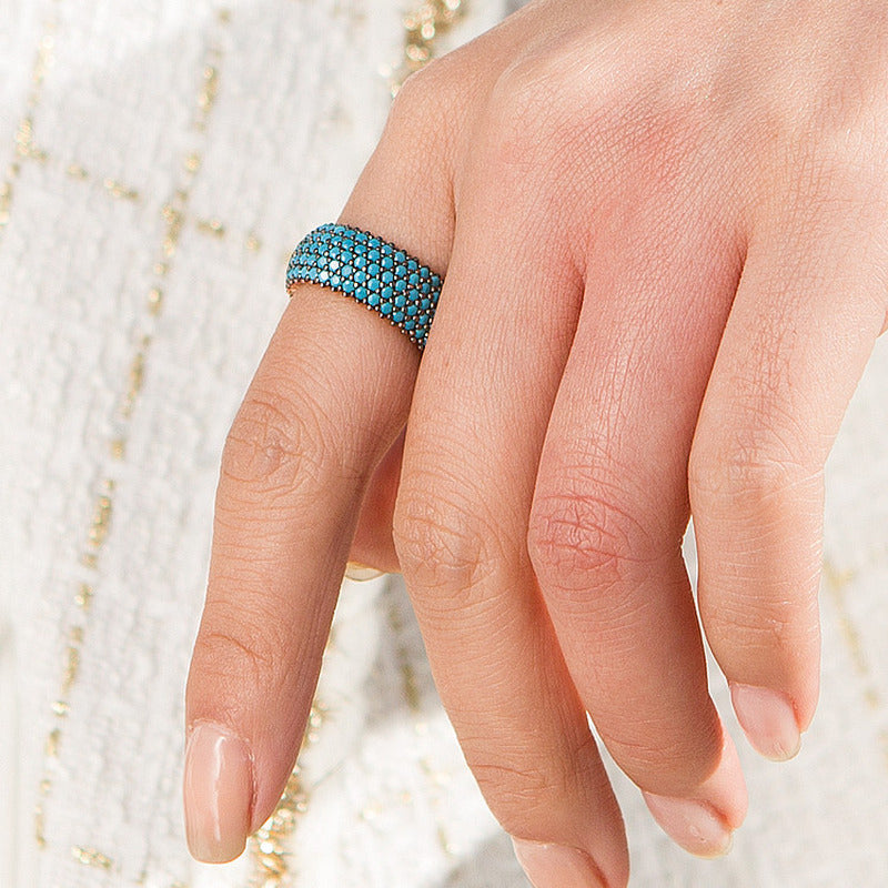 Turkish Turquoise Colored Gemstone Ring for Women