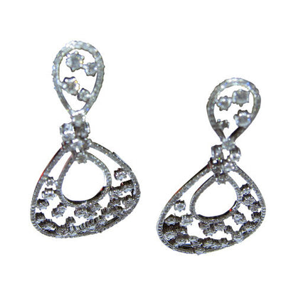 DIAMOND EARRING ROUND BRILLIANT SHAPE SET DIAMOND DANGLE STYLE