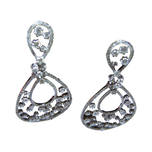 DIAMOND EARRING ROUND BRILLIANT SHAPE SET DIAMOND DANGLE STYLE