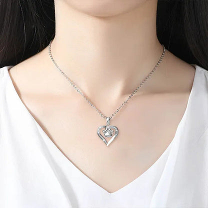 Footprint Jewelry Urn Necklace for Ashes Love Heart Pendant Bone Paw