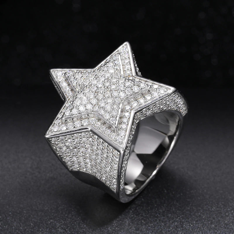 Fine Jewelry VVS1 with Certificate Moissanite Star Rings for Men 925 Sterling