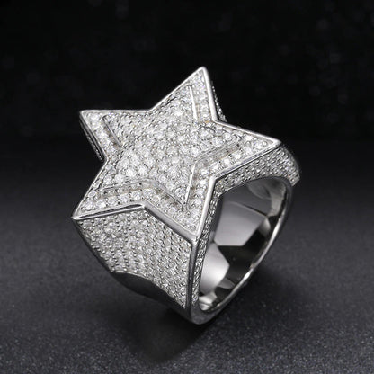 Fine Jewelry VVS1 with Certificate Moissanite Star Rings for Men 925 Sterling