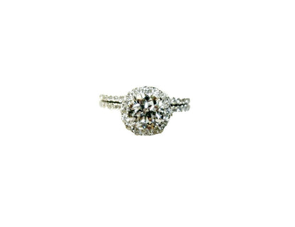 GIA CERTIFIED ROUND DIAMOND CENTER TWO PIECE SET DIAMOND ENGAGEMENT RING