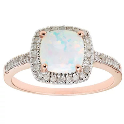Lab Opal and 0.18 CT. T.W. Diamond Ring in 14K Gold