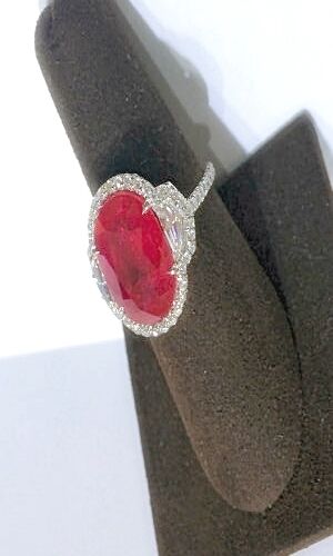AIGS CERTIFIED NATURAL VIVID RED COLOR RUBY OVAL SHAPE SET UNIQUE HALFMOON ROUND
