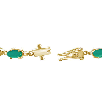 3.00 Carat T.G.W. Emerald and White Diamond Accent 14K Gold over Silver Bracelet