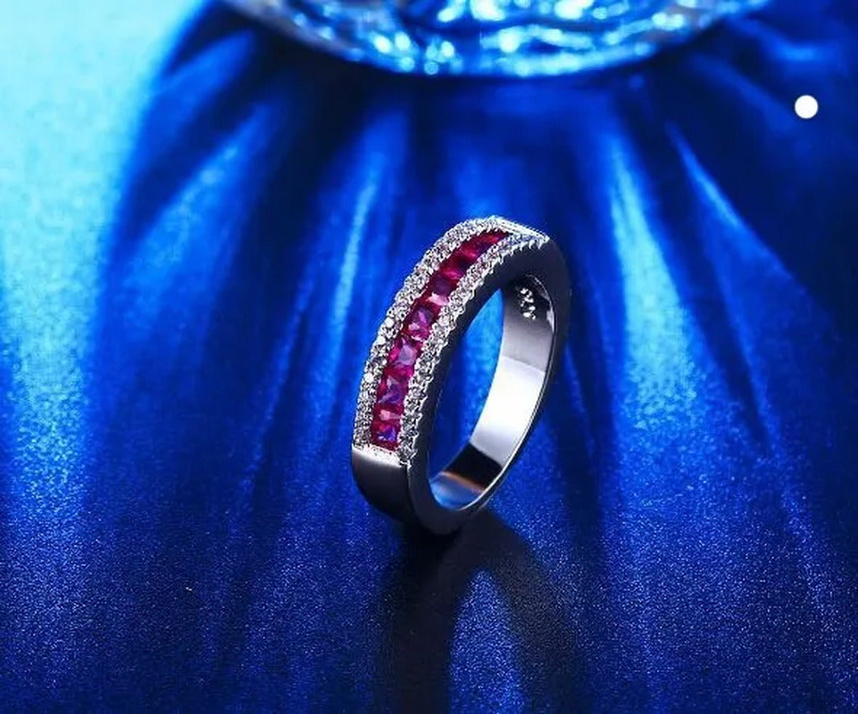 925 Silver Natural Ruby Gemstones Birthstone Bride Wedding Engagement Strange Ri