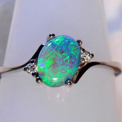 Exquisite Women'S Ring Oval Cut Fire Opal Diamond Jewelry Birthday Proposal Gift