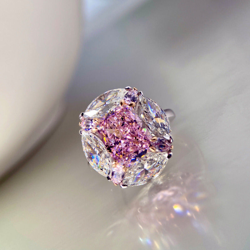 925 Sterling Silver Bubblegum 4 Carat Marquise Ring