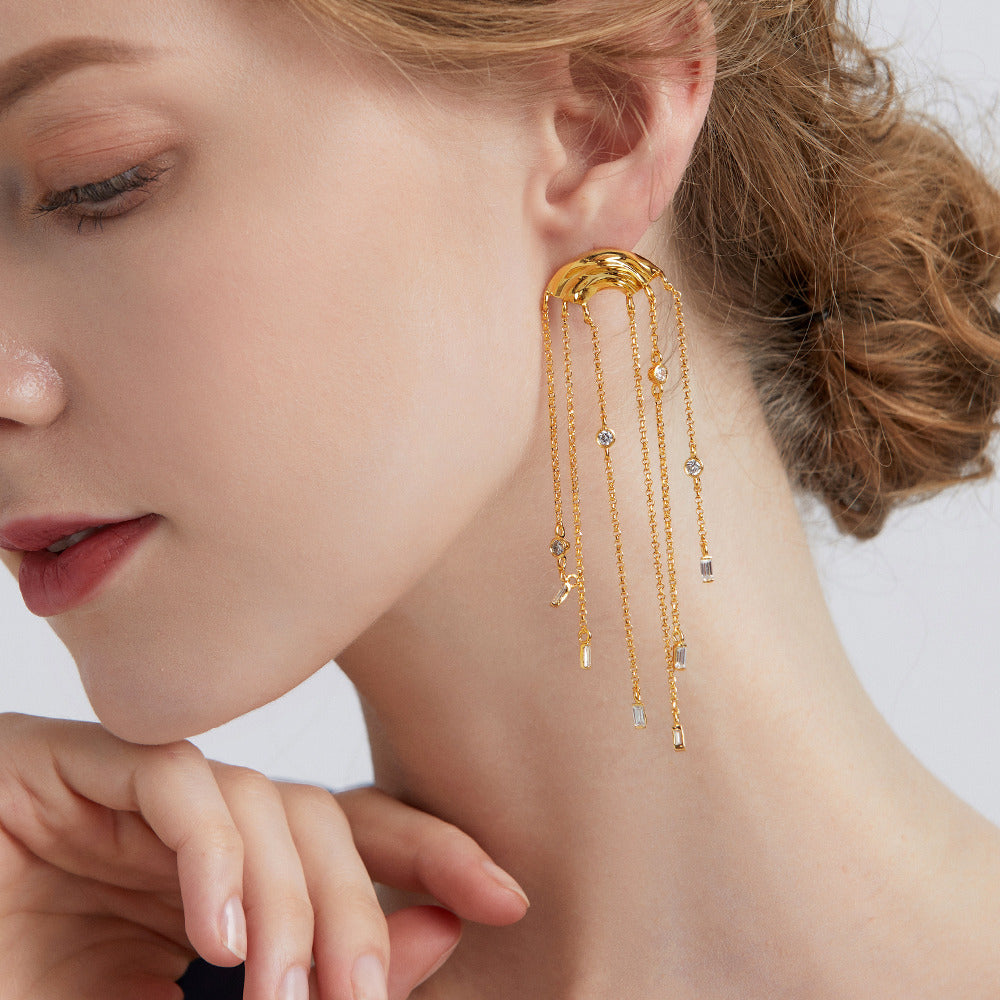 High-Quality Water Ripple Tassel Earrings