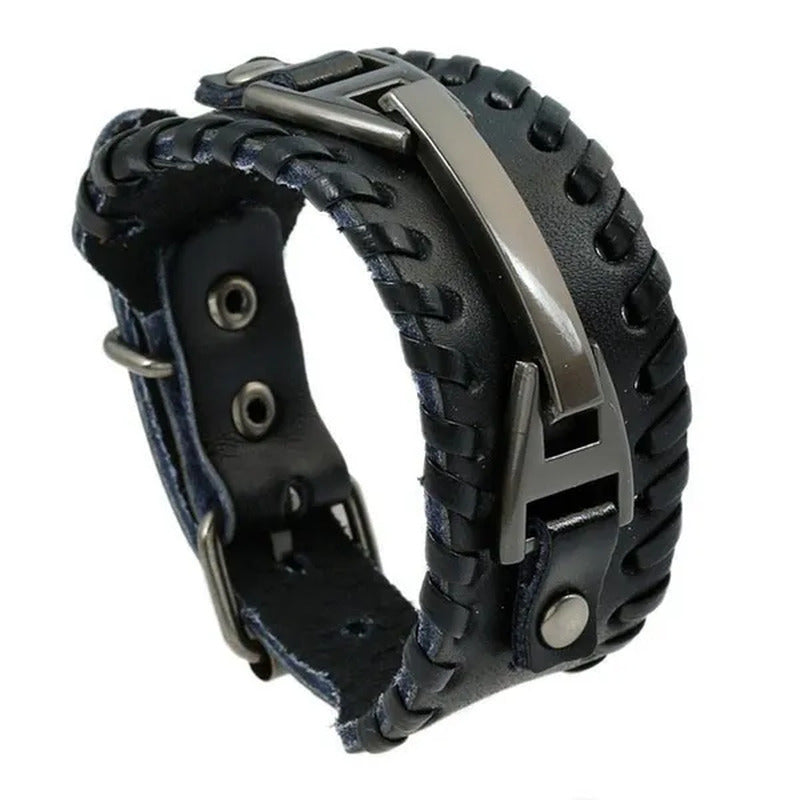 Women Men PU Leather Bracelets Punk Handmade Wide Cuff Rope Bracelet Woven Wrist