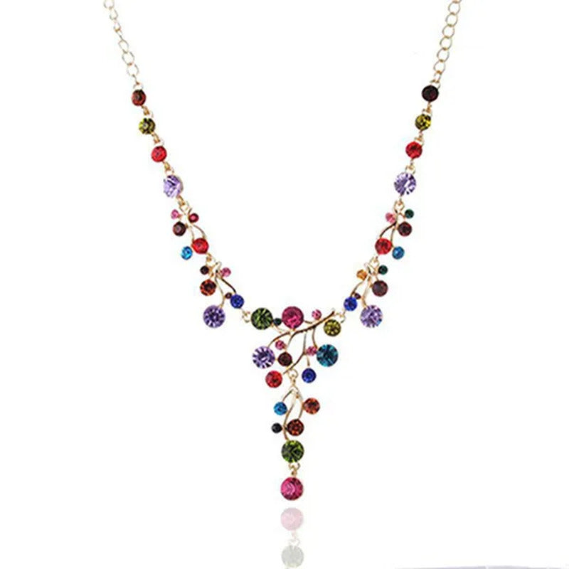 1Pc Colorful Diamond Temperament Diamond Accessories Y-Shaped Diamond Necklace C