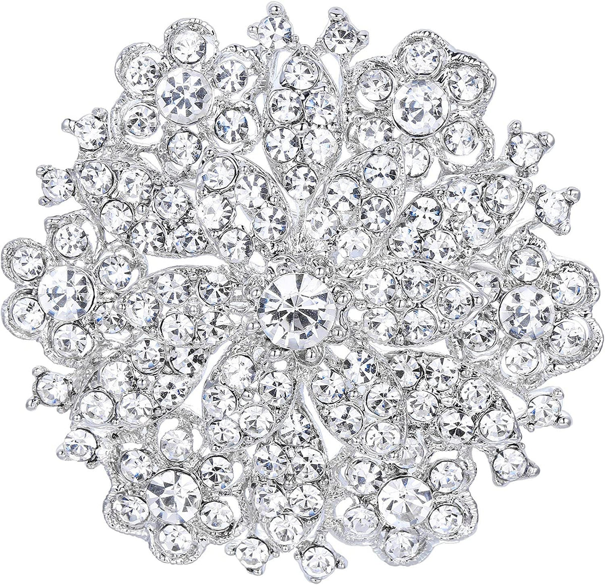 Women'S Clear Austrian Crystal Elegant Flower Wedding Corsage Brooch Pin for Bri