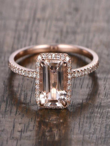 Limited Time Sale: Antique Halo 1.50 Carat Peach Pink Morganite (Emerald Cut Mor