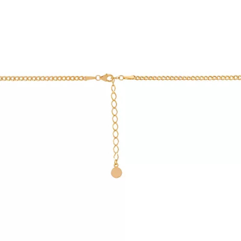 14K Yellow Gold Heart Curb Chain Necklace, 16”-18”