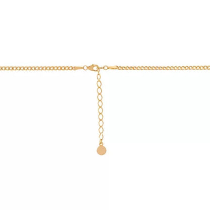 14K Yellow Gold Heart Curb Chain Necklace, 16”-18”