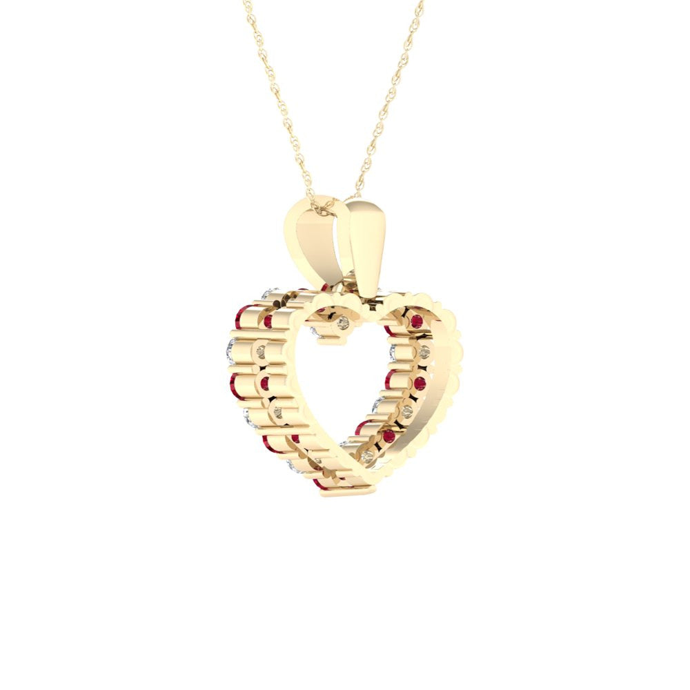 Imperial Gemstone 10K Yellow Gold round Cut Ruby 1/5 CT TW Diamond Heart Shape P