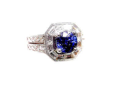 1.75 CT SAPPHIRE ROUND CUT TOP ONLY BAGUETTE AND ROUND