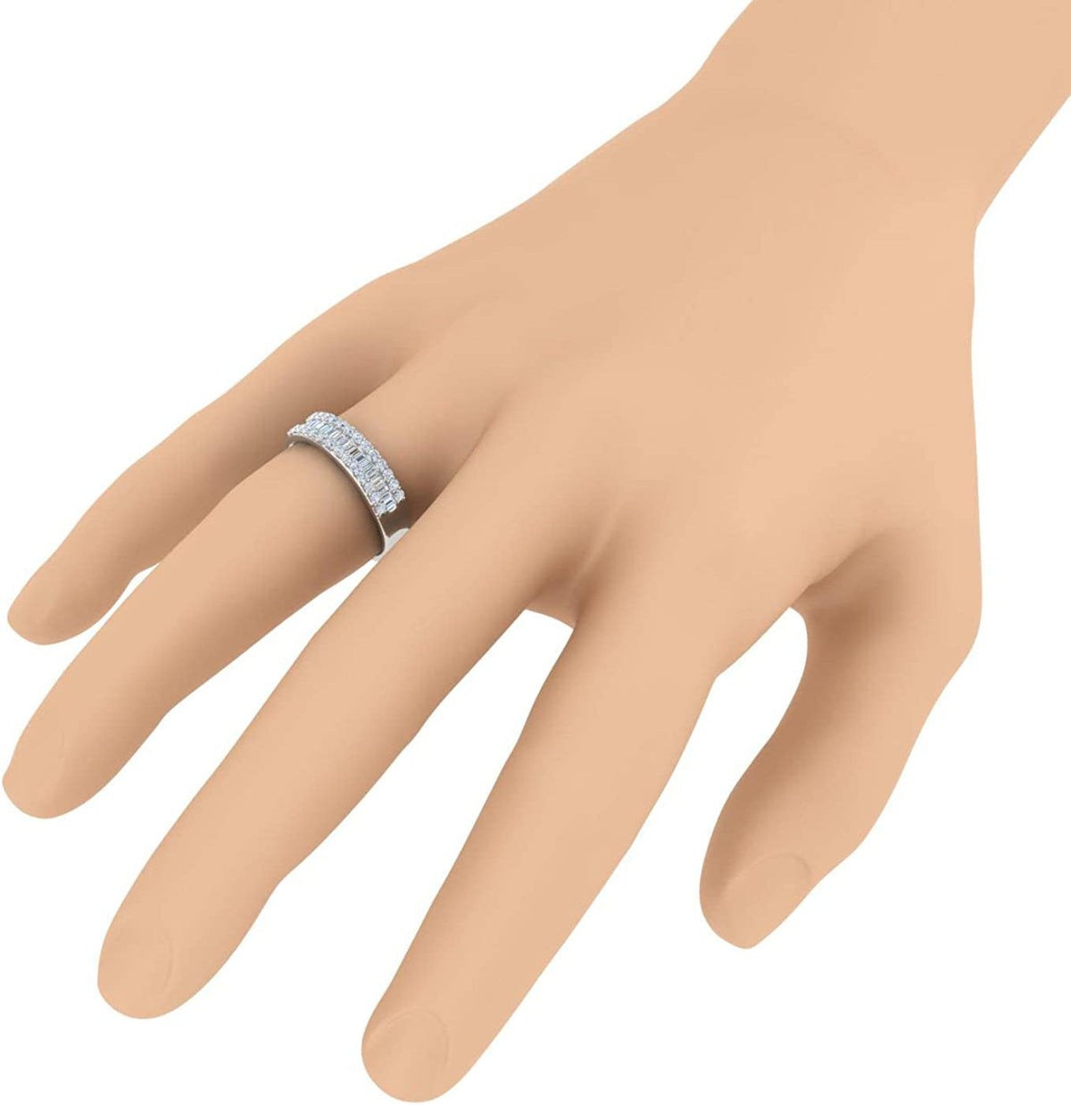 1/2 Carat Baguette and round Shape Diamond Wedding Band Ring in 10K Gold
