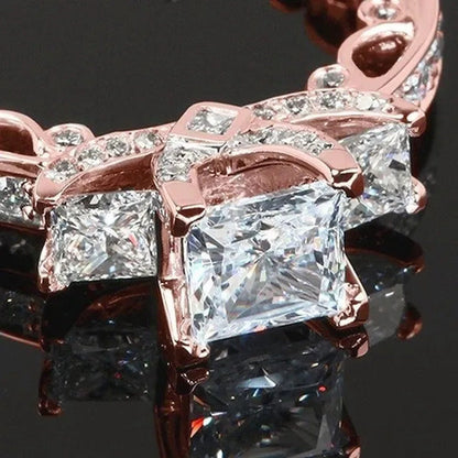 New Exquisite Princess Square Diamond Ring Classic Super Flash Engagement Ring A