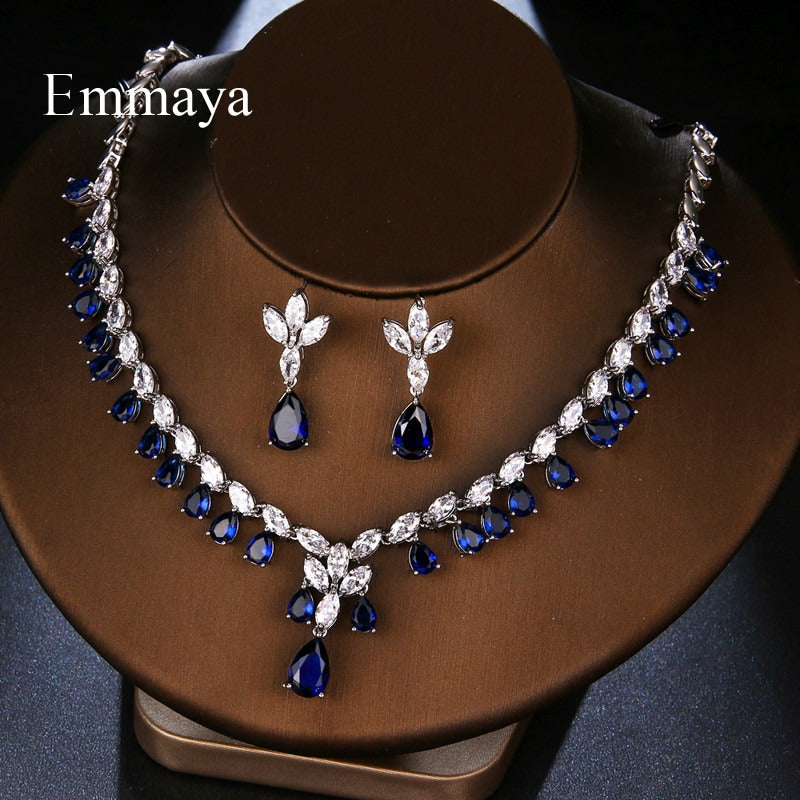 New Fashion Delicate Waterdrop-Shape Earring and Necklace for Women Three