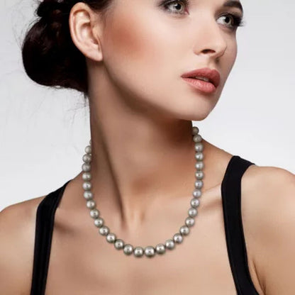 Allura 9-12 MM Silver Tahitian Pearl Necklace in 14K White Gold