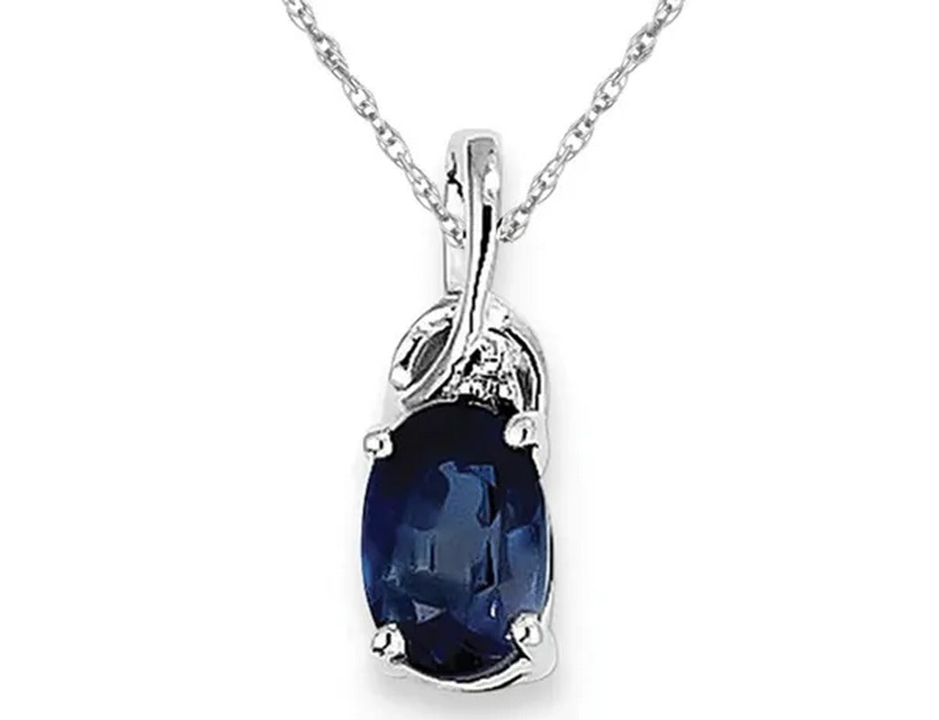 2/3 Carat (Ctw) Natural Blue Sapphire Drop Pendant Necklace in Sterling Silver w