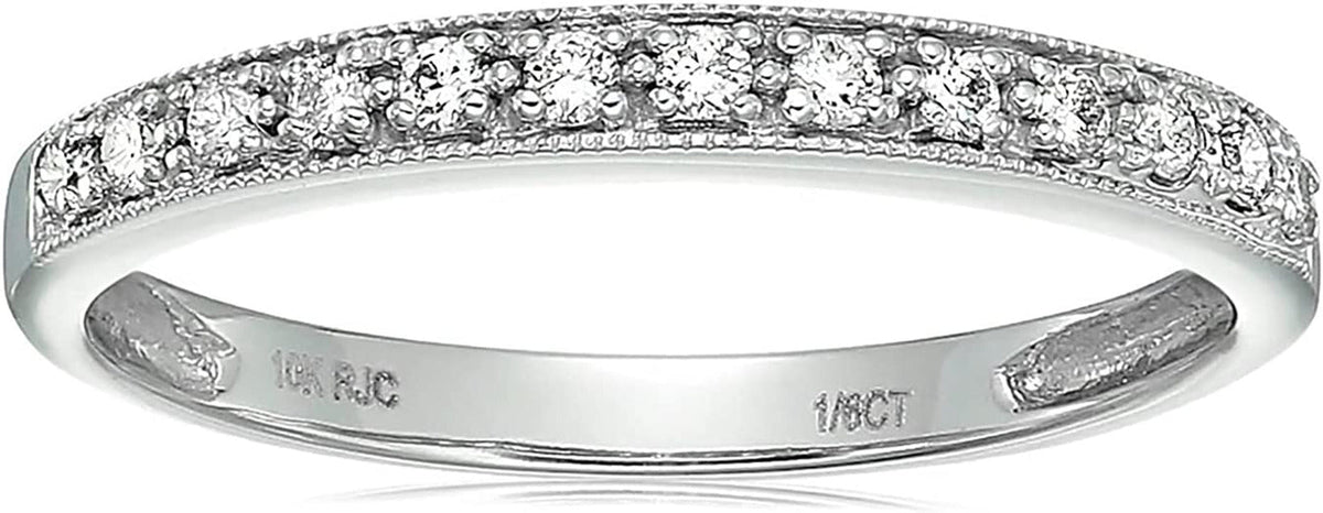 1/6 Carat (Ctw) Diamond Wedding Anniversary Band for Women, Half Eternity Petite