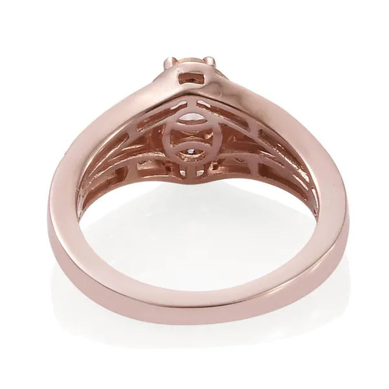 Promise Ring 925 Sterling Silver Vermeil Rose Gold AA Premium Morganite Zircon W