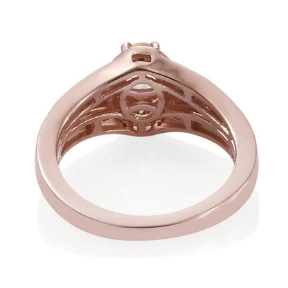 Promise Ring 925 Sterling Silver Vermeil Rose Gold AA Premium Morganite Zircon W