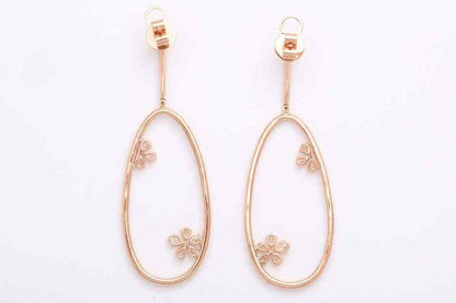 Diamond Dangle Earring with Flowers Rose Gold