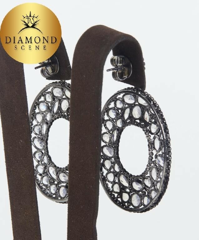 Moonstone Diamond Silver Fashion Earrings
