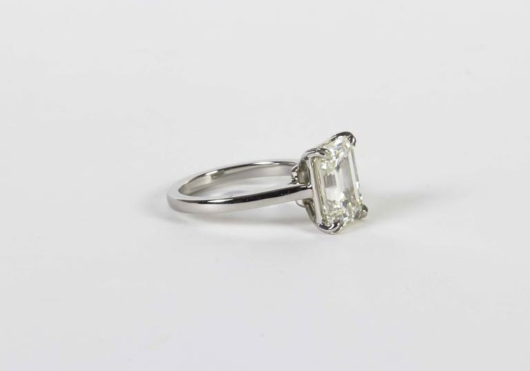 Engagement 4.26 Carat GIA Cert Emerald Cut Diamond K VVS2 Clarity Grade Ring PLT