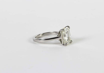 Engagement 4.26 Carat GIA Cert Emerald Cut Diamond K VVS2 Clarity Grade Ring PLT