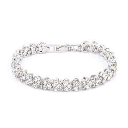 Women Gold Silver Crystal Diamond Cuff Bracelet Bangle Chain Jewelry