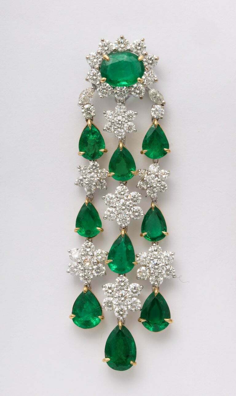 Emerald and Diamond Chandelier Earrings