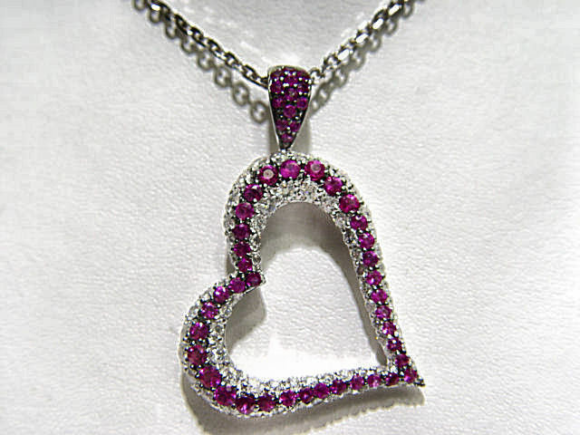 PINK SAPPHIRE ROUND SHAPE DIAMOND ROUND BR SHAPE HEART PENDANT INCLUDED CHAIN