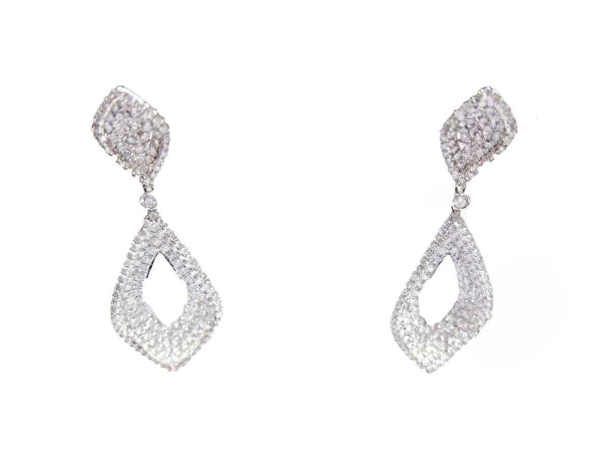 DIAMOND EARRING PAVE STYLE ROUND BRILLIANT SHAPE DIAMOND EARRING