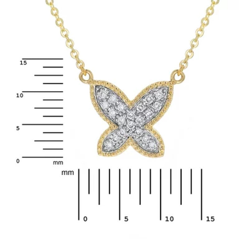 S Collection 1/5 CT. T.W. Butterfly Shape Diamond Necklace in 14K Yellow Gold