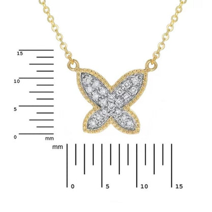 S Collection 1/5 CT. T.W. Butterfly Shape Diamond Necklace in 14K Yellow Gold