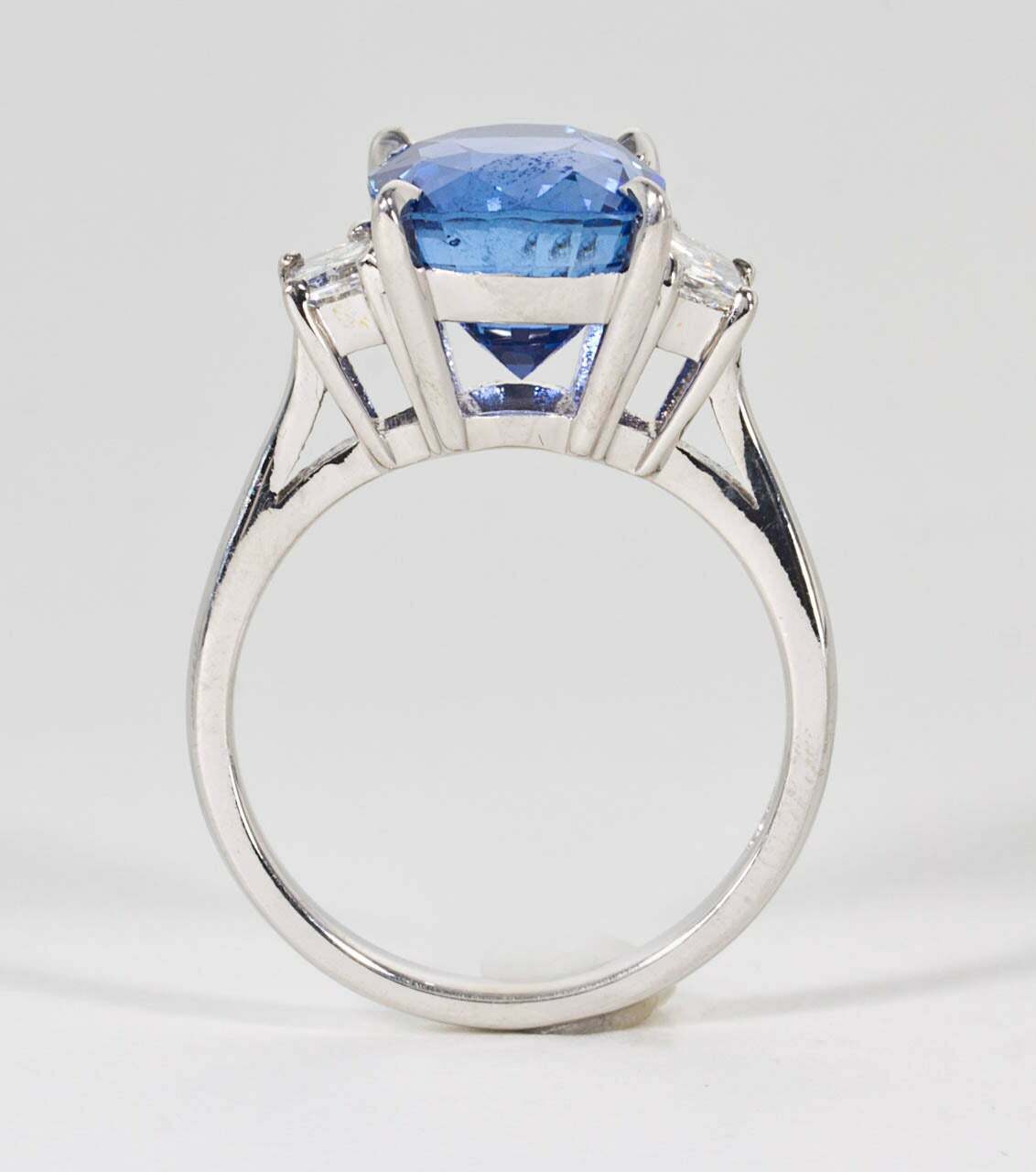 GIA Certified 8.04 Carat Cushion Cut Blue Sapphire Diamond Gold Ring