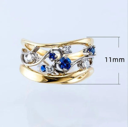 Dazzling European and American Fashion Women'S 14K Solid Gold 6 Sparkling Diamon