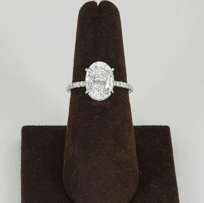 GIA OVAL SHAPE D COLOR SI1 CLARITY SET CENTER ROUND DIAMOND HALO ENGAGEMENT RING