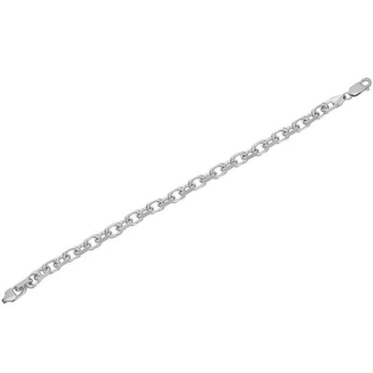 Italian Sterling Diamond-Cut Oval Rolo Chain Bracelet, 8.5"