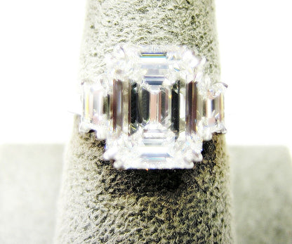 F COLOR VS1 CLARITY EMERALD SHAPE SET TWO TRAPEZOID ENGAGEMENT RING