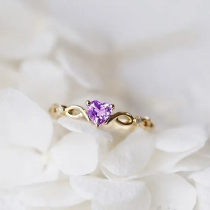Women Dainty 18K Gold Plated Seablue Eternal Heart Shaped Sapphire Diamond Gemst
