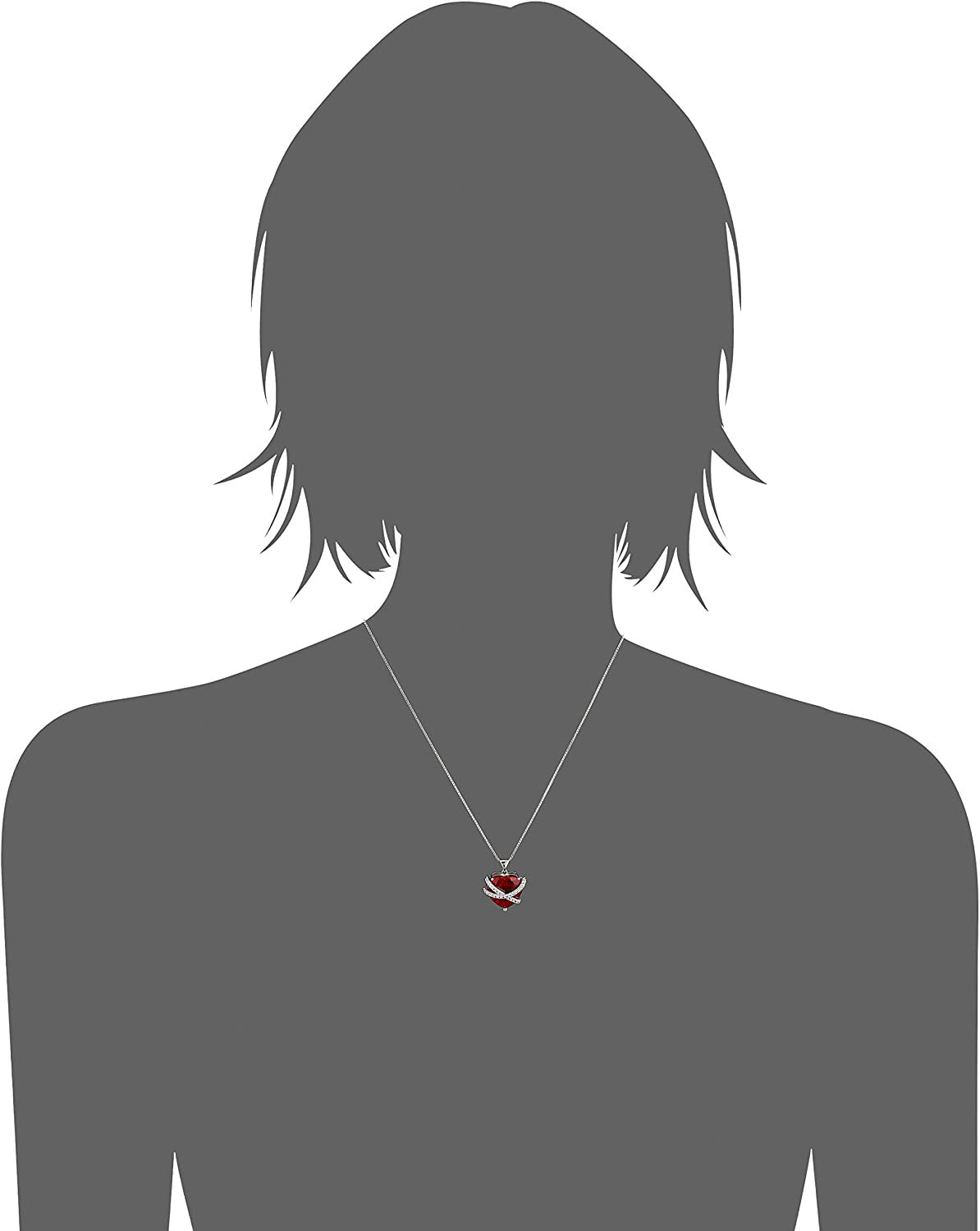 Sterling Silver Created Ruby and Created White Sapphire Wrap Heart Pendant Neckl