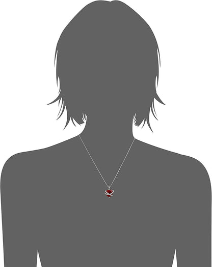 Sterling Silver Created Ruby and Created White Sapphire Wrap Heart Pendant Neckl