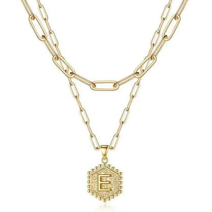 Dainty Layered Initial Necklaces for Women, 14K Gold Plated Paperclip Chain Neck